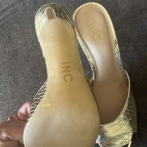 INC International Concepts Shimmering Gold Heels